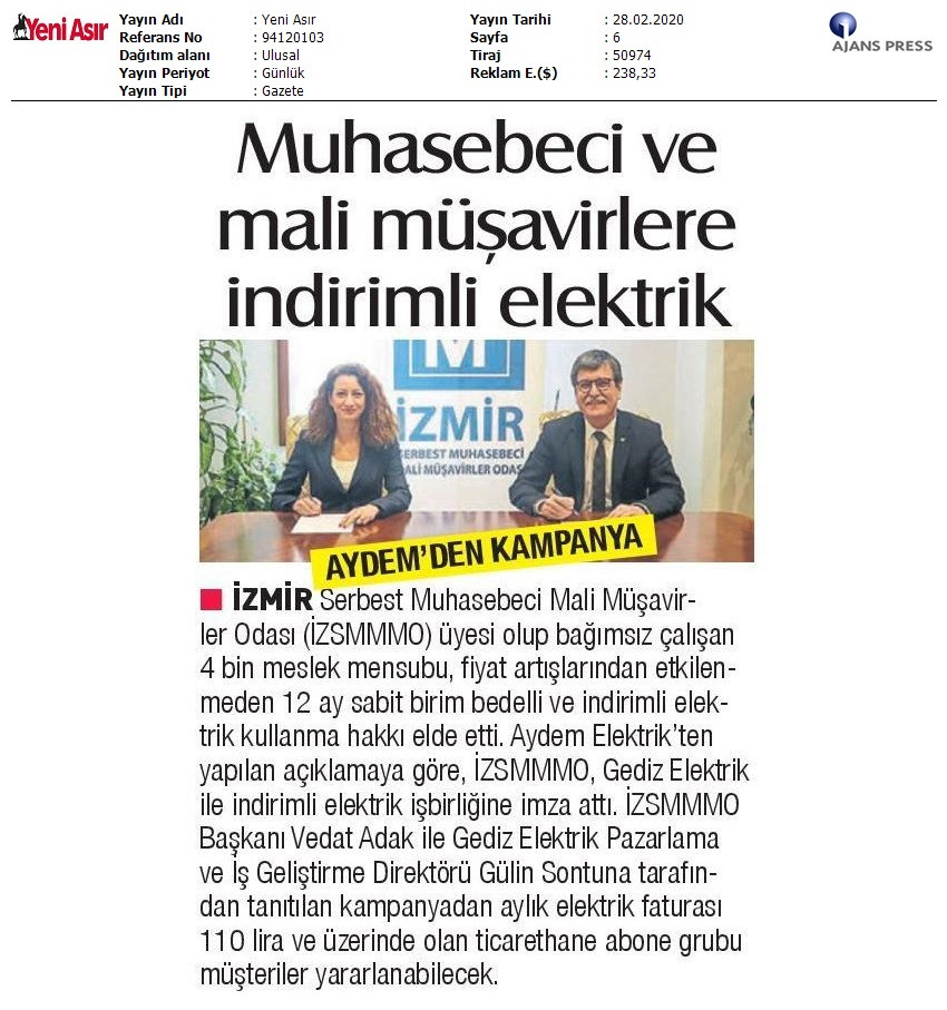  Muhasebeci ve Mali Müşavirlere İndirimli Elektrik 